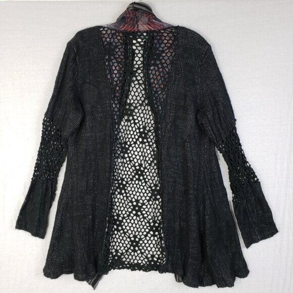 Vintage Aria A Cardigan Tunic Art-to-wear Funky Mixed Media Crochet Boho size L - Picture 5 of 11